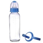 Бутылочка в силиконовом чехле, с ручками, стекло, классическое горло, 240 мл., +0 мес, цвет голубой - Фото 5