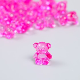 Декор для творчества пластик "Медвежонок" ярко-розовый набор 25 шт 1,8х1,5х1 см