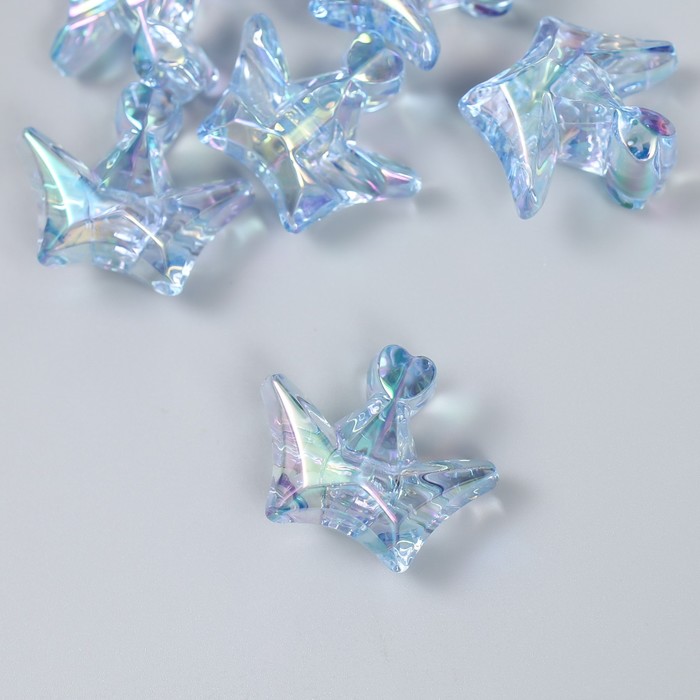 Бусина пластик для творчества Корона прозрачно-синяя 1,5х2,9х2,5 см