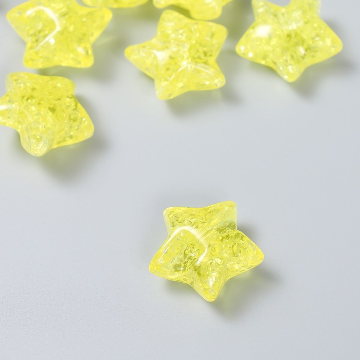 Бусина пластик для творчества "Звезда. Колотый лёд" прозрачно-жёлтая 1,3х2,6х2,6 см - фото 1897358501