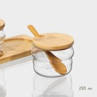 Набор банок стеклянных для сыпучих продуктов с ложками на бамбуковой подставке BellaTenero «Эко. Грани», 3 предмета: 295 мл, 30×10×13 см - фото 7800753
