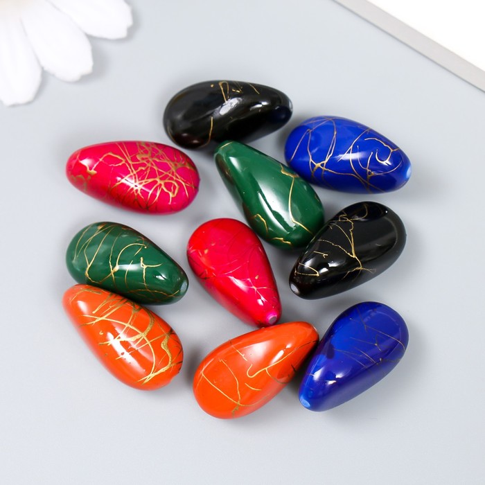 

Бусины для творчества пластик "Камень-капелька" набор 10 шт МИКС 1,4х1,4х2,5 см