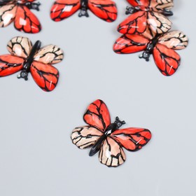 Декор для творчества пластик "Бабочка, красно-розовые крылья" 2,5х3,2 см
