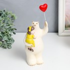 Сувенир полистоун "Медведь с малышкой на руках, с шариком-сердцем в лапе" 11х6,5х27 см - фото 319250331