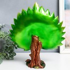 Сувенир полистоун "Синий павлин с зелёным распустившимся хвостом на лугу" 13х30х35 см - фото 22000462