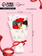 Премиальный букет из красно-белых мыльных роз, 3 шт. - Фото 2