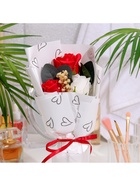 Премиальный букет из красно-белых мыльных роз, 3 шт. - Фото 7