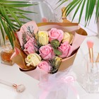 Букет мыльных роз, премиальный, розово-желтый, 9 шт. - Фото 4