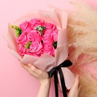 Эксклюзивный букет из мыльных роз, цвет фуксия, 11 шт - Фото 5