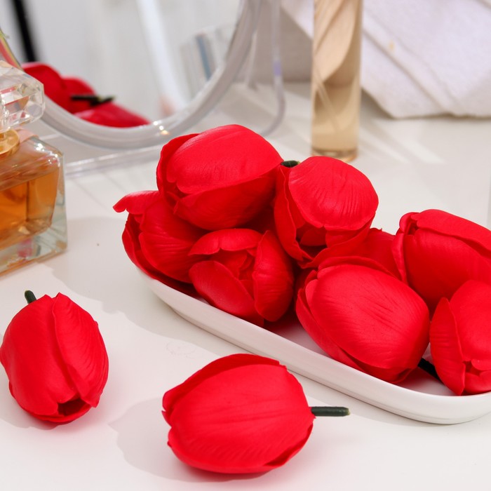 Тюльпаны мыльные красные, набор 50 шт - фото 1906173615