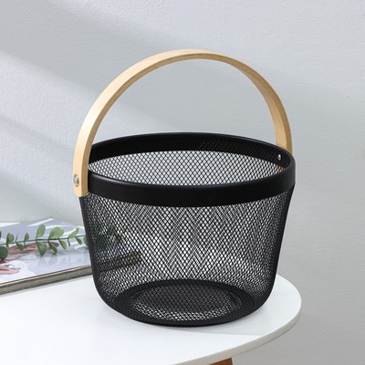 Корзинка для хранения LaDо́m, круглая, 26×26×18 см, чёрная