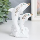 Сувенир керамика "Два белых дельфина на волне" стразы 12 см - фото 10229263