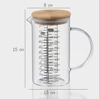 Кувшин мерный BellaTenero «Эко», 500 мл, 13×8×15 см, стекло, с бамбуковой крышкой, прозрачный - Фото 2