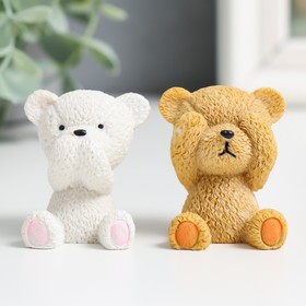 Фигурка полистоун «Мишка: не слышу, не вижу, не скажу», 4?2.5?3 см, МИКС (комплект 4 шт)