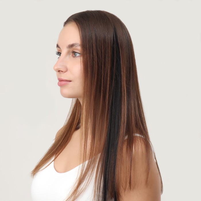 Локон накладной, прямой волос, на заколке, 50 см, 5 гр, цвет цёрный 33032