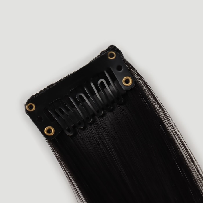 Локон накладной, прямой волос, на заколке, 50 см, 5 гр, цвет цёрный 33032