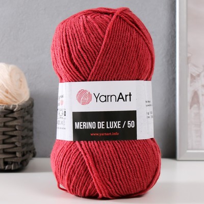Пряжа "Merino de luxe 50" 50% шерсть, 50% акрил 280м/100г (570 брусничный)