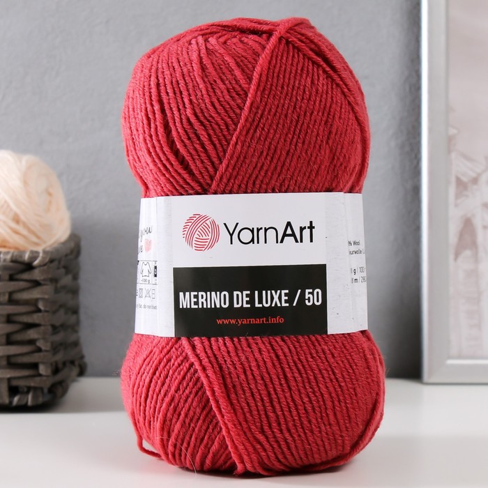 Пряжа "Merino de luxe 50" 50% шерсть, 50% акрил 280м/100г (570 брусничный) - Фото 1