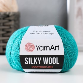 Пряжа "Silky Wool" 35% силк район, 65% мерино. вул 190м/25г (339 изумруд)