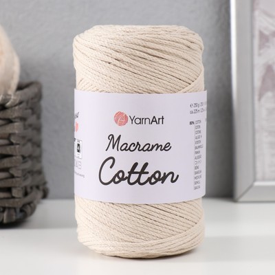 Пряжа "Macrame Cotton" 20% полиэстер, 80% хлопок 225м/250гр (753 топленое молоко)