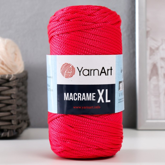 Пряжа "Macrame XL" 100% полиэстер 130м/250г (163 красный) - Фото 1