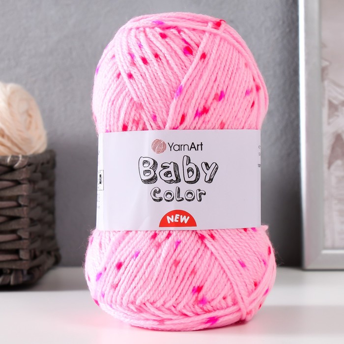 Пряжа "Baby color" 100% акрил 150м/50гр (211 ярк.розовый/крап)