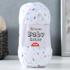 Пряжа "Baby color" 100% акрил 150м/50гр (201 бел-фиолет-бирюза) - фото 9593635