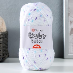 Пряжа "Baby color" 100% акрил 150м/50гр (201 бел-фиолет-бирюза) 9465037