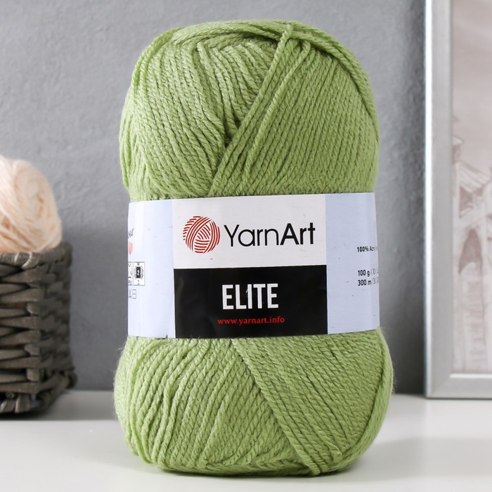 Пряжа для вязания спицами, крючком YarnArt, Elite, 100% акрил, 300 м/100 г, (69 фисташка) - Фото 1