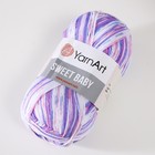 Пряжа для вязания спицами, крючком YarnArt, Sweet Baby, 100% акрил, 300 м/100 г, (904 лиловый белый) 9465086 - фото 1590447