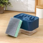 Дозатор для моющего средства с подставкой для губки Raccoon, губка в комплекте, синий - Фото 2