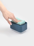 Дозатор для моющего средства с подставкой для губки Raccoon, губка в комплекте, синий - Фото 7