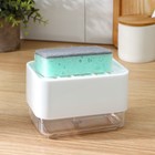 Дозатор для моющего средства с подставкой для губки Raccoon, губка в комплекте, цвет белый - Фото 1