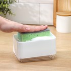 Дозатор для моющего средства с подставкой для губки Raccoon, губка в комплекте, цвет белый - Фото 3