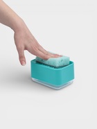 Дозатор для моющего средства с подставкой для губки Raccoon, губка в комплекте, бирюзовый - Фото 2