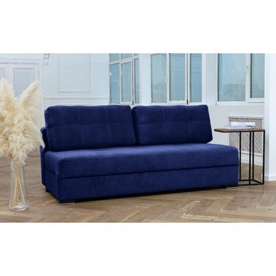Прямой диван «Кардинал», без локтей, механизм еврокнижка, НПБ, велюр, selfie deep blue