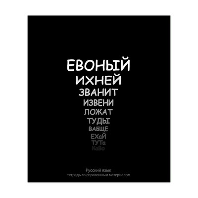 Тетрадь предметная "На Чёрном" 48 листов в линейку "Русский язык", со справочным материалом, обложка мелованый картон, УФ-лак, блок офсет