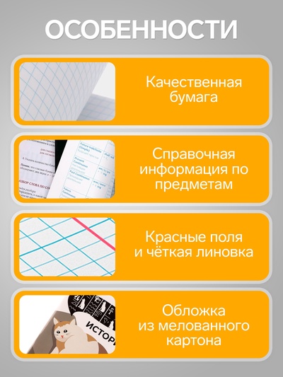 Предметная тетрадь по истории Calligrata «Животные мемы», 36 листов, в клетку, со справочным материалом, обложка из мелованной бумаги