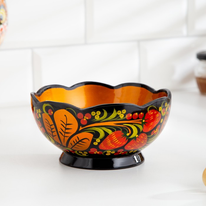 Салатник деревянный хохлома «Резной», 15-16×7 см - Фото 1