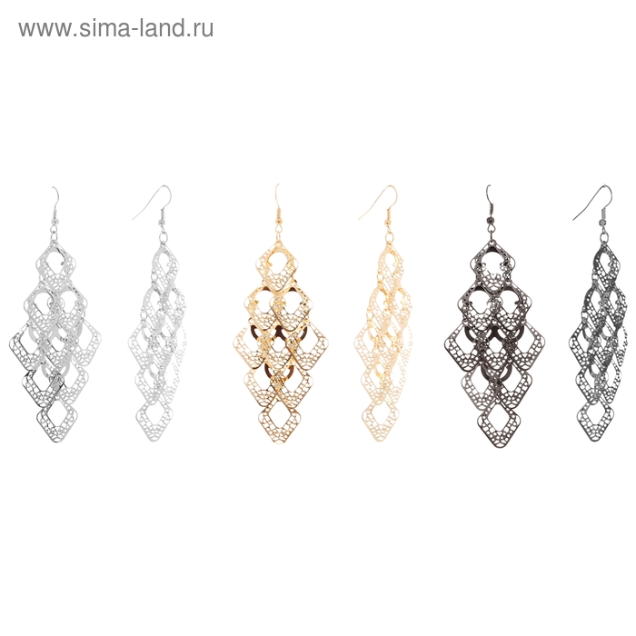 Серьги висячие «Шелест» ромбики, цвет МИКС - Фото 1