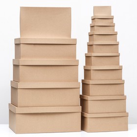 Набор коробок крафт однотонный 15в1 44×34×15.5 - 11×6×4 см