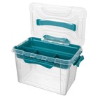 Ящик универсальный GRAND BOX, цвет голубой, с замками и вставкой-органайзером, 6,65 л . - фото 6803152