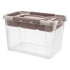 Ящик универсальный GRAND BOX, цвет коричневый, с замками и вставкой-органайзером, 6,65 л - фото 3994223