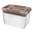 Ящик универсальный GRAND BOX, цвет коричневый, с замками и вставкой-органайзером, 6,65 л - фото 3994224