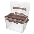 Ящик универсальный GRAND BOX, цвет коричневый, с замками и вставкой-органайзером, 6,65 л - фото 3994225