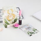 Подарочный набор: блокнот, ручка-фигурная и ластик «8 марта тюльпаны» - Фото 1