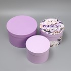 Набор шляпных коробок 3 в 1, упаковка подарочная, «Лавандовый», 18 х 18 х 13‒25 х 25 х 15 см - фото 22005206