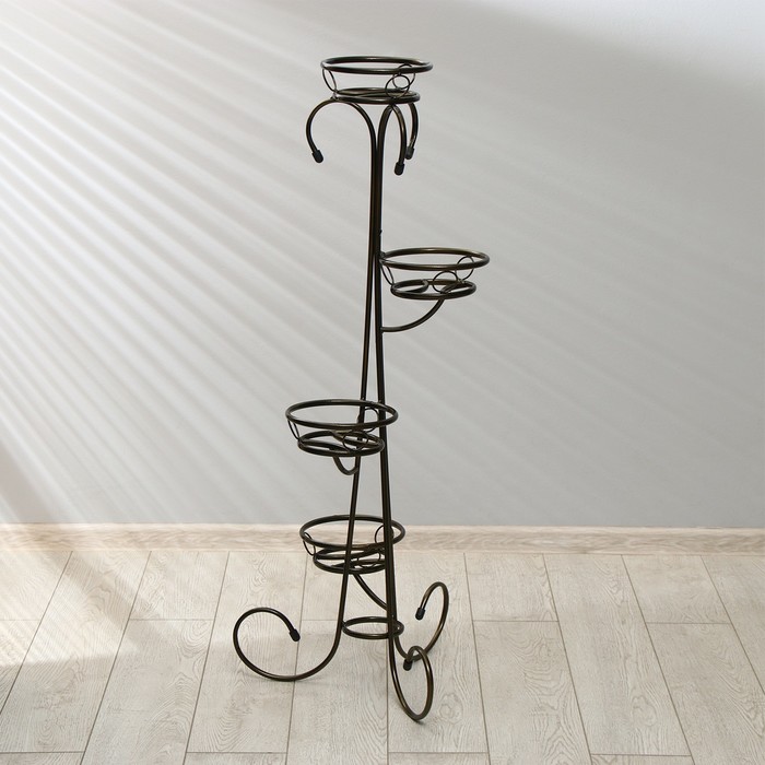 Подставка для цветов, напольная, на 4 горшка, d=13 см, бронзовая, «Маркиз» - Фото 1