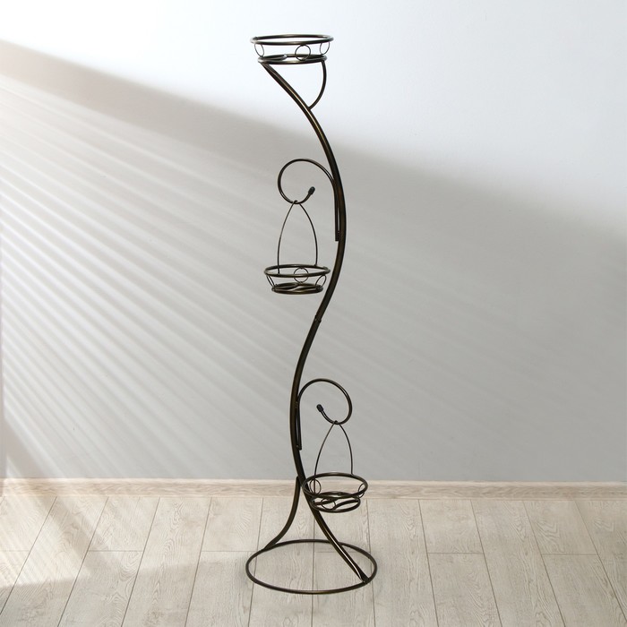 Подставка для цветов, напольная, разборная, на 3 горшка, d=18 см, бронзовая - Фото 1