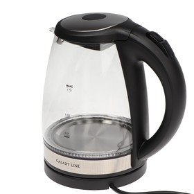 

Чайник электрический Galaxy GL 0560, стекло, 1.7 л, 2200 Вт, чёрно-серебристый